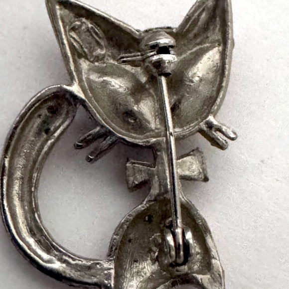 🐱 Beautiful Edgy Vintage Antique Pink Crystal Cat Brooch - Picture 3 of 13